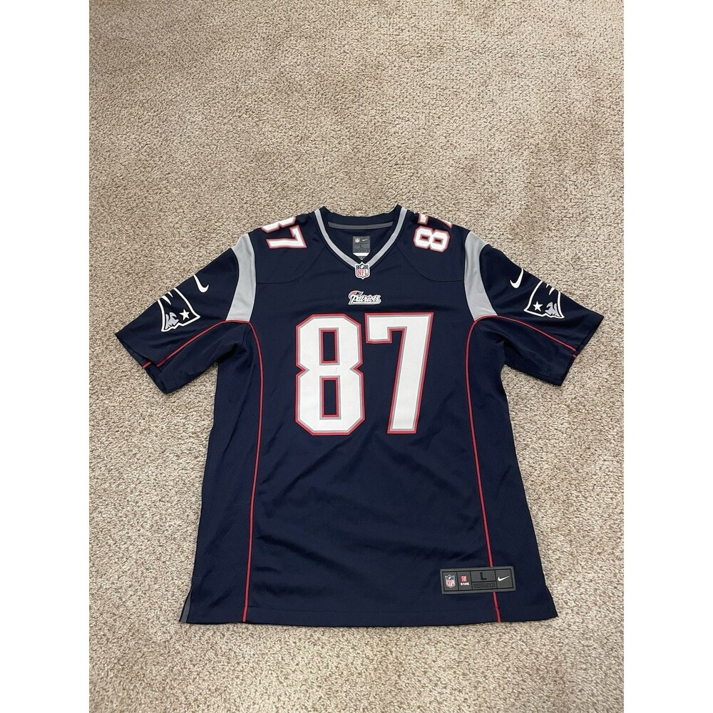 NIKE ON FIELD NFL PATRIOTS FOOTBALL JERSEY #87 GRONKOWSKI MENS L - Picture 1 of 6
